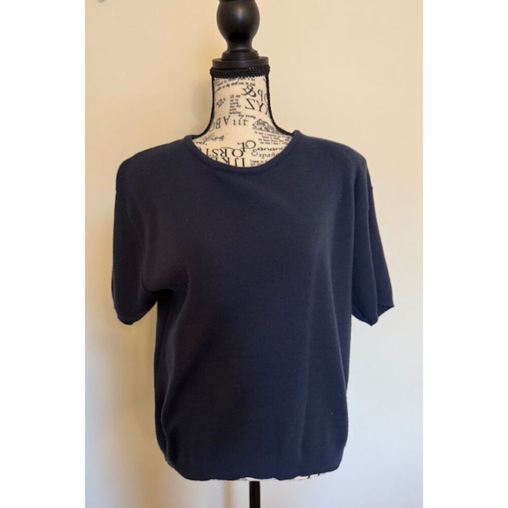 Women's navy blue short sleeve sweater - size Large